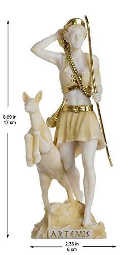 Estatua Diosa Artemisa Diana Griega Alabastro 17 cm miniatura 2