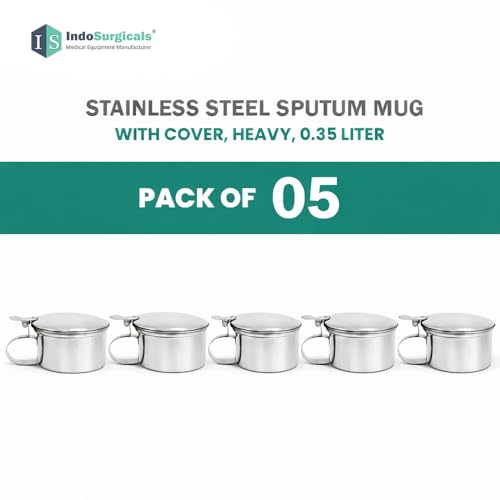 Image of IS IndoSurgicals Stainless Steel Sputum Mug with Cover, Heavy, 0.35 Liter (Pack of 5pcs)