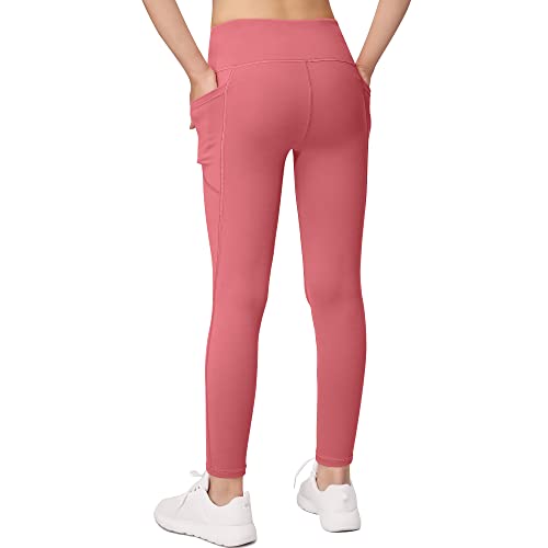 BHRIWRPY 4-Pack Girl Yoga Leggings with 2 Pockets-Kids Active Workout Pants2