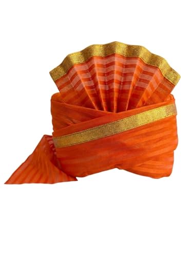 Image of BookMyCostume Traditional Rajasthani Safa & Barati Pagdi Collection - Pre-Stitched Ethnic Turbans, Bandhani /Leheriya Headwear For Weddings, Cultural Folk Dance & Festival Pagdi for Adults