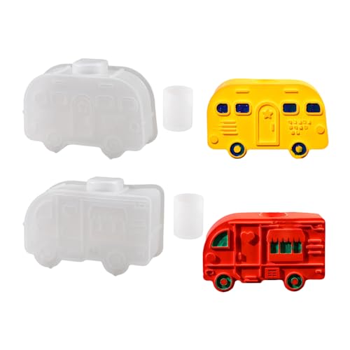 Molde Portátil De Silicona Para Portavelas De Autobús Molde De Silicona Multifuncional Con Forma De Autobús Para Yeso Y Portavelas Para Hacer Detalles Suaves