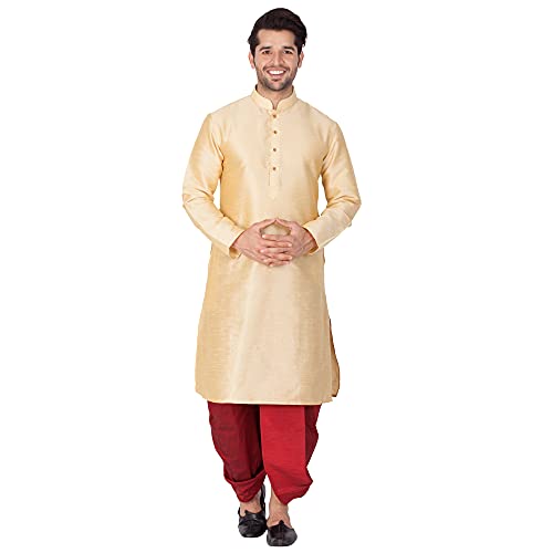 Image of VASTRAMAY Men's Silk Blend Kurta and Dhoti Set