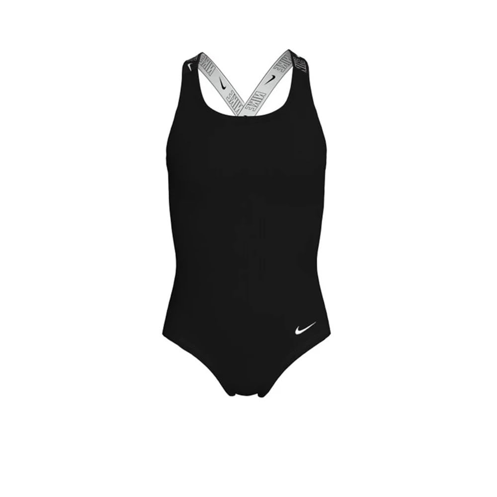 Nike Girls Logo Taping Crossback One Piece Swimsuit - Black