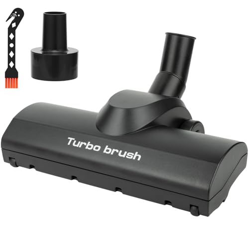 Portek Air-Driven Turbo Brush Attachment for Shop Vac Wet Dry Vacuum Cleaners, 1-1/4 and 2-1/2 Inch, Non-Electric Floor Head for Pet Hair and Debris Removal from Carpets Area Rugs Hard Floors