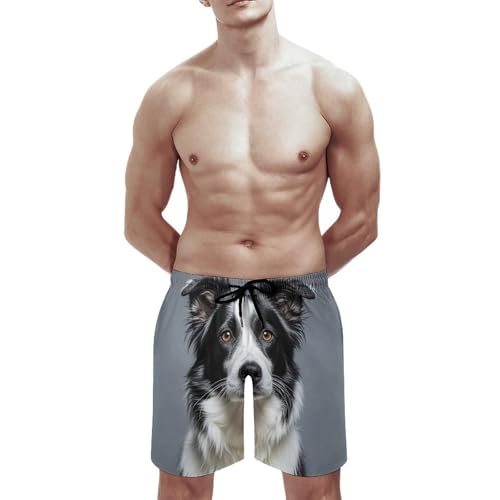 Men's Swim Trunks Border Collie Quick Dry Beach Shorts Mesh Lined Swimming Shorts with Pockets3
