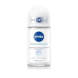 NIVEA Fresh Natural Roll On Deodorant | 72H Long Lasting Freshness | Fights Bacteria and Bad Odour | Mild Soothing Fragrance | With Ocean Extracts | 0% Alcohol | Dermatologically Approved & Paraben Free Formula | 50ml