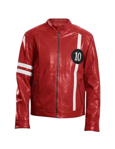 Ben Ten 10 Tennyson Alien Swarm Superhero Ryan Biker Genuine Leather Jacket Cosplay Costume