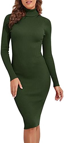 PrettyGuide Womens Long Sleeve Turtleneck Sweater Dress Slim Fit ...
