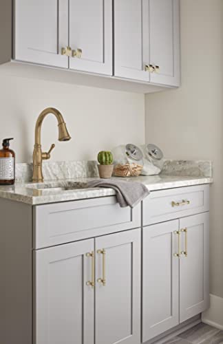 Image of Amerock | Cabinet Pull | Golden Champagne | 5-1 /16 inch (128 mm) Center to Center | Davenport | 1 Pack | Drawer Pull | Drawer Handle | Cabinet Hardware