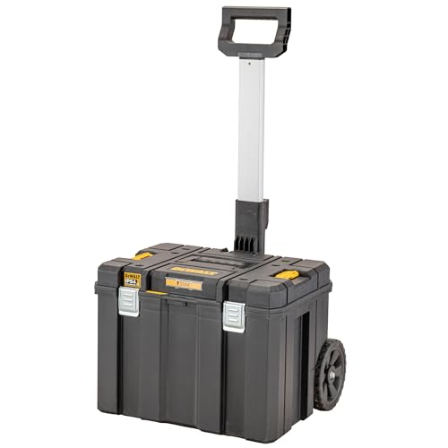 Dewalt Mobile T STAK Box DWST83347-1 (kippbarer Teleskopgriff, Schutzklasse IP54, robuste Schwerlasträder, Metallschließen, Etikettenhalter zur Beschriftung) 1 Stück
