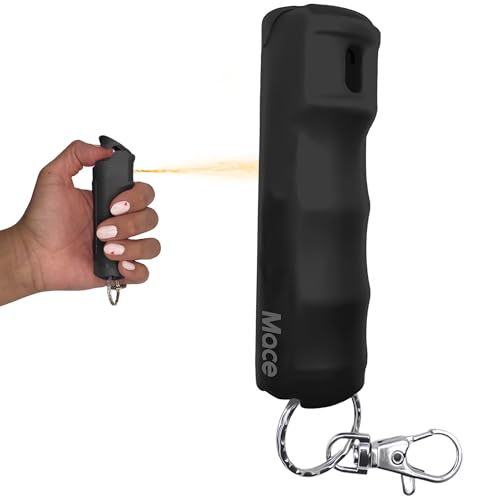Mace Pepper Spray – Hard Case Model, 12g, 12 Feet Range, Max Strength 10% OC Formula, Long Lasting UV Dye, Flip Top Safety Cap, Self Defense Pepper Spray Keychain for Women & Men