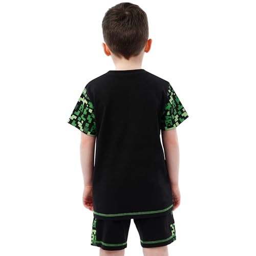 Image of Minecraft Tshirt And Shorts Set | Creeper Boys Tshirts And Summer Shorts | Gamer Boys Summer Outfits