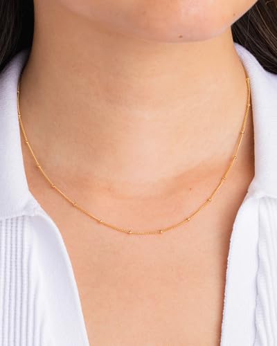 Dainty Gold Herringbone Choker Necklace for Women Trendy Non Tarnish 18K Gold Plated Stackable Snake Satellite Rope Chain Necklaces Set Jewelry Gifts3