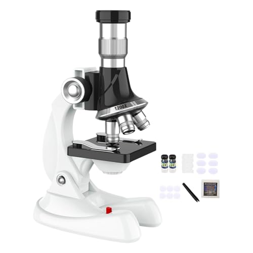 Fonowx Kits de Ciencia de microscopio para niños, Juguete científico, microscopio Educativo con 8 Diapositivas para Mayores de 3 años, Regalos navideños para