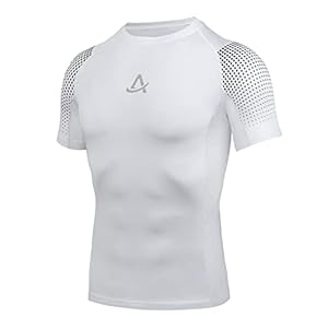 AMZSPORT Herren Kompressionsshirt Kurzarm Sportshirt Schnelltrocknend Laufshirt Funktionsshirt