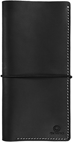 Genuines Long Leather Travel Wallet  Boarding Pass Passport Holder with Strap
