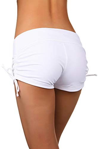 Cokar Solid White Boy Short Swimwear Women Bottoms L #TOP2