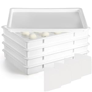 Tioncy 4 Pcs Pizza Dough Proofing Box Pizza Dough Container Stackable Trays with Lids Pizza Storage Container Collapsible for Storage Safekeeping, 25.98” x 17.91” x 3.23”, 4 Trays and 1 Covers