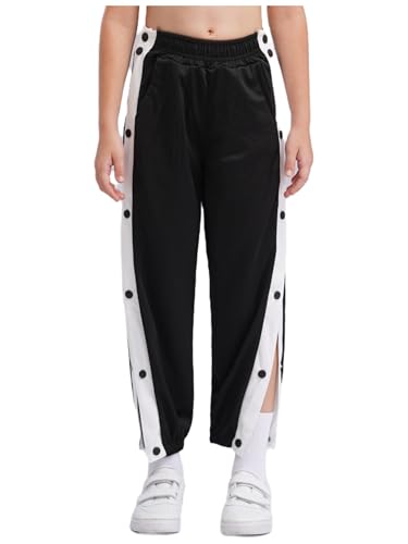 YiZYiF Kids Boys Fashion Side Split Press Button Trousers with Pockets Contrasting Stripe Loose Hippy Sweatpants2