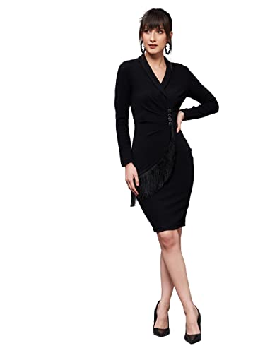 Image of Miss Chase Women's Comfortable Round Neck Sleeveless Striped Midi Bodycon Dress with Zipper