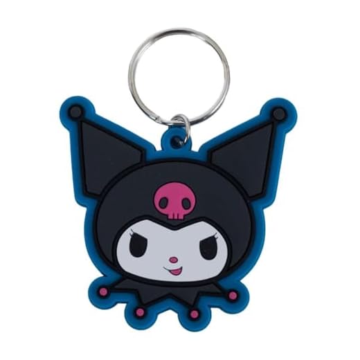 Kuromi Llavero de sonrisa, negro/blanco, 55 x 40mm