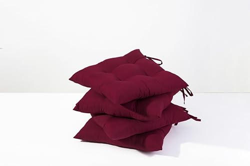 HAMO Dining Chair Seat Pad Cushions Set of 4, 38x38 cm, 15x15 inches (Red) - Cosy Home Interiors HAMO Dining Chair Seat Pad Cushions Set of 4, 38x38 cm, 15x15 inches (Red) - Image 7