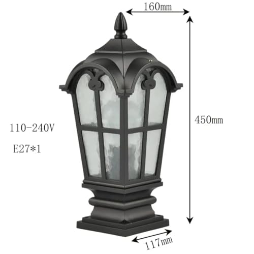 Image of Glowave Decorative Outdoor Black Square Post Light Pillar Light Column Light, Waterproof Lantern Post for Patio or Fench Deck, Doorway Porch Pillar Lamp - Warm White (P-6711-BK)