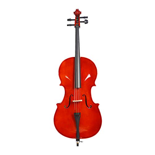 LYKOS Acoustic Cello + Case + Bow + Rosin Natural Color Beautiful Varnish
