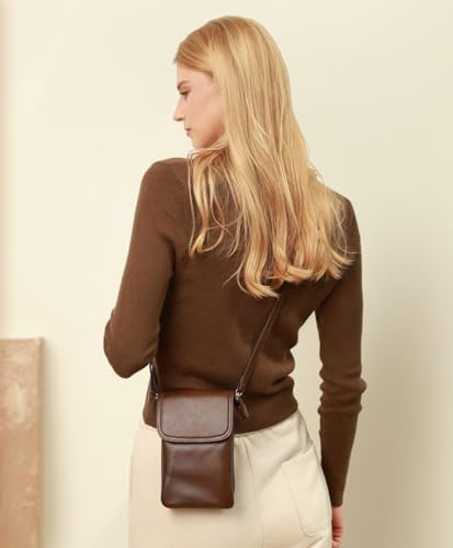 Image of befen Genuine Leather Small Crossbody Bags for Women Cell Phone Bag Cross Body Purses,Silver Zipper