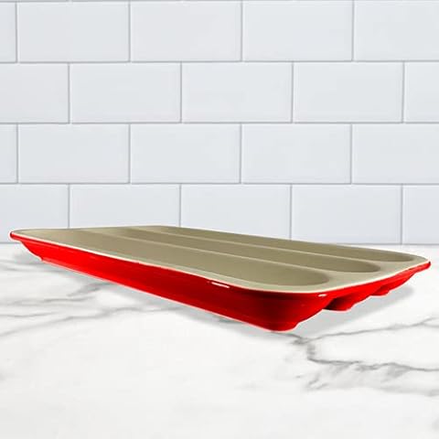 Sassafras Enterprises 2576RGRM Superstone Baguette Baker - Red Glaze Cover