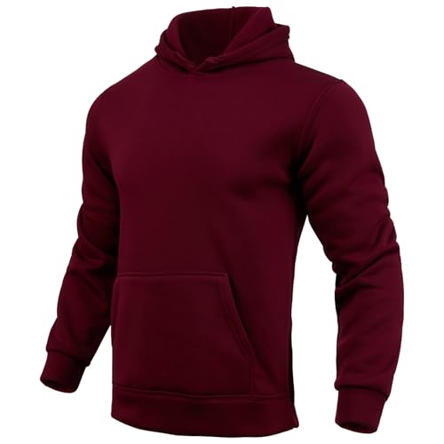 Fall Winter Fashion Hoodies for Men Long Sleeve Drawstring Hooded Sweatshirt Solid Big and Tall Pullover with Pocket2