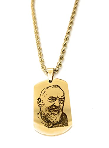 MODA MavillA Collana uomo donna acciaio Padre pio