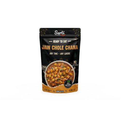 Surtiflavour Authentic Jain Chole Chana, Instant Ready-to-Eat, 250 gram, Gluten-Free, Preservative-Free, Vegetarian (Pack of 1)
