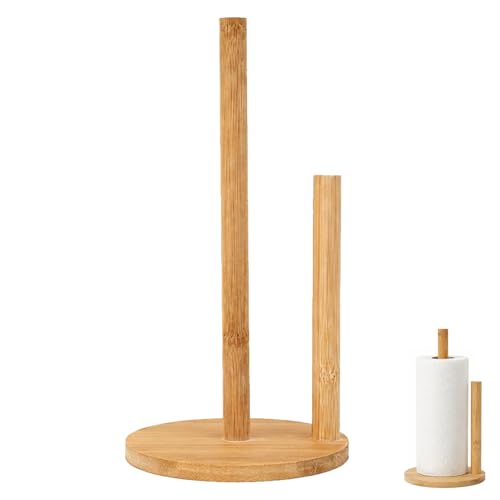 Wooden Kitchen Roll Holder Lightweight Kitchen Roll Holder Wooden Organizer with Tearing Aid Sturdy Base Space-Saving Design Paper Towel Holders for Home Bathroom Toilet
