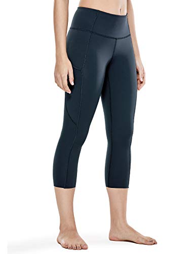 CRZ YOGA Women's Naked Feeling High Waist Gym Workout Capris Leggings with Pockets