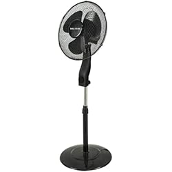 Ventilador Pie Media Markt Max Star Ventilador de Pie 40W, Oscilante, Potente, Silencioso, Rejilla de Seguridad, 3 Velocidades, Altura Ajustable, 3 Aspas, Diametro 40cm, Base Redonda Estable, Cabezal Inclinable, Negro