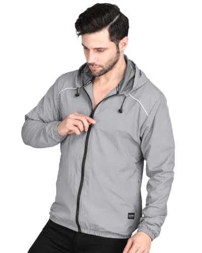 Image of Raincoat for Men Waterproof | Windcheater Jacket for Men | Riding Jacket for Bikers | Water-Resistant Protection with Reflective Safety for Light Rain, Travel & Confidence