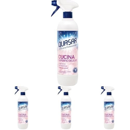 QUASAR PULITO STELLARE Quasar - Cucina Superfici Delicate, Piani a Induzione, Laminati, Marmi, Quarzi - Sgrassa, Protettivo, Senza Aloni - 680 ml (Confezione da 4) - Offerta Amazon Italia