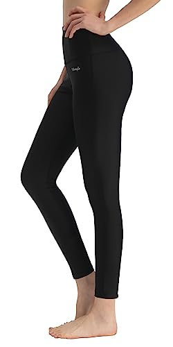 Ubestyle Upf 50+ High Waist Women's Leggings Swimming Tights Sun Protective (L, Black) #TOP3