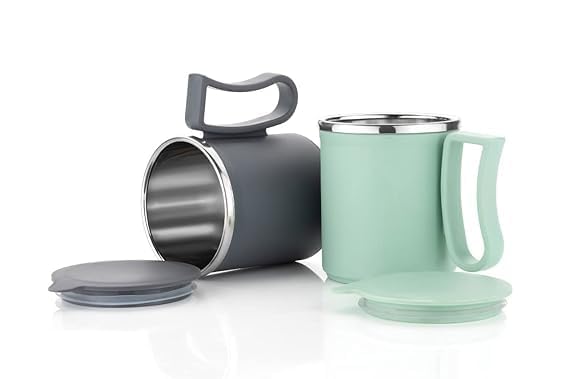 Image of Coffee Mug with Lid Insulated Stainless Steel for Tea Milk Mug Inner Stylist Double Wall Cup for Home Office Restaurant Use Gift, 250 Milliliter (Multicolor) Pack of 1