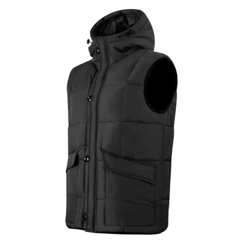 Image of MADHERO Men's Puffer Vest with Hood Water-Resistant Puffy Vests Outerwear Sleeveless Jacket