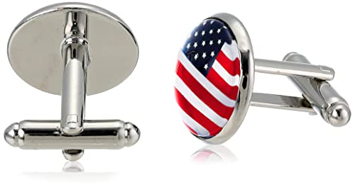 American Flag Usa Tie Bar Clip And Cufflinks Set - Silver Colored Metal Plated - Luxury Clothing Accessories (Red White Blue) #TOP2