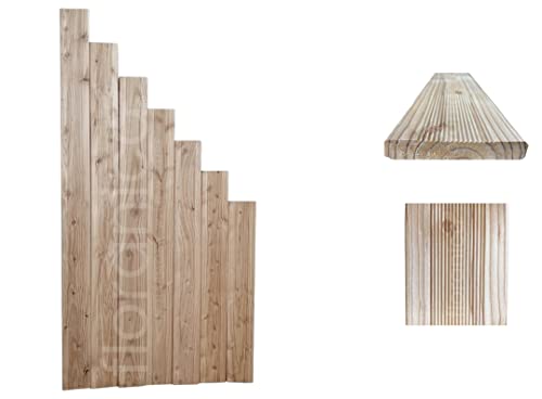 Floranica Lames de terrasse en Bois Planches Lisses en mélèze Planche à Bords Bois de Construction Non traité Panneau Bois Exterieur 5 pièces, Hauteur: 120 cm