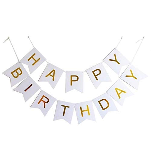 Party Propz White Happy Birthday Banner For birthday decoration Men Women Adults Kids, Party Supplies Party Decorations