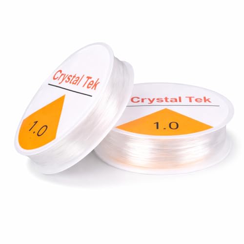 YESWE GADGETS Elastic Cord for Beading, 0.8 mm, Transparent, Clear Round Stretchy Thread, for Necklaces and Bracelet, Pack of 2 (2, Transparent, 1.0)