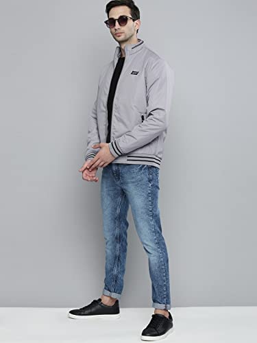 Image of The Indian Garage Co Men Slim Fit Solid Bomber Jackets