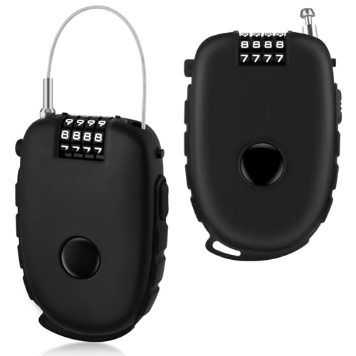 Ainiv 2PCS 4 Dígitos Retráctil Candado Cable, 130cm Núcleo de Acero Inoxidable Candados Numeros, Candado Patinete Electrico para Equipaje, Cascos, Maletas, Bicicletas y Tablas de Snowboard