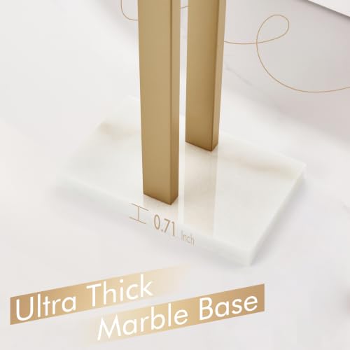 Image of KOKOSIRI Hand Towel Bars Standing Towel Racks with Marble Base for Bathroom Kitchen Vanity Countertop, Champagne Bronze Stainless Steel 15.7'' Height THS0001-SM-CPG