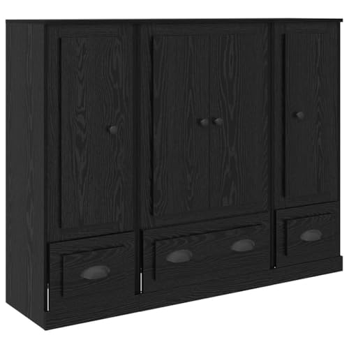 Aparador de roble negro de 3 piezas cómoda moderna de salón 6