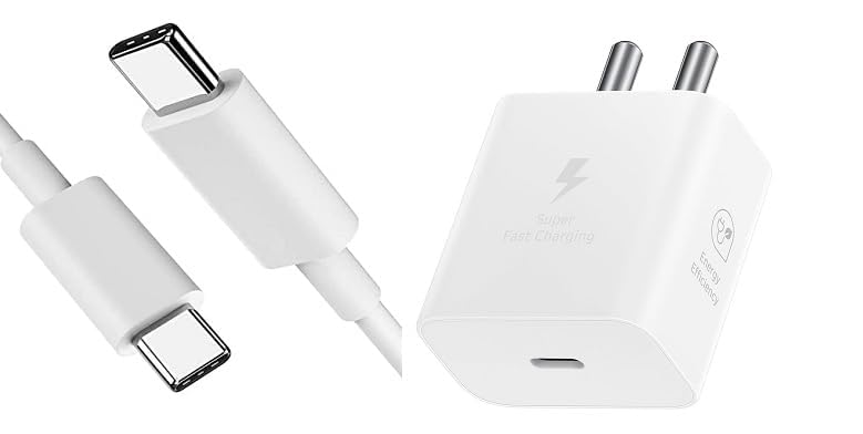 Image of Original 25w Charging Set | New Model | White | Superior Build Quality | Compatible with Samsng Galaxy M12 M32 A12 A52 A72 Z Fold 4 S21 Ultra & More